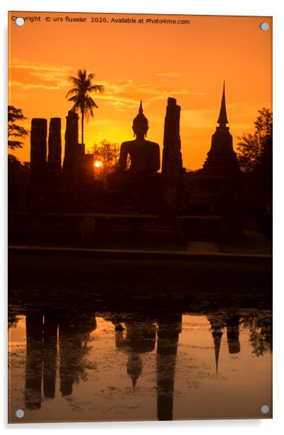 ASIA THAILAND SUKHOTHAI WAT MAHATHAT BUDDHA Acrylic by urs flueeler