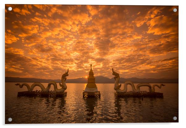 THAILAND PHAYAO LAKE PHAYANAK NAGA STATUE Acrylic by urs flueeler
