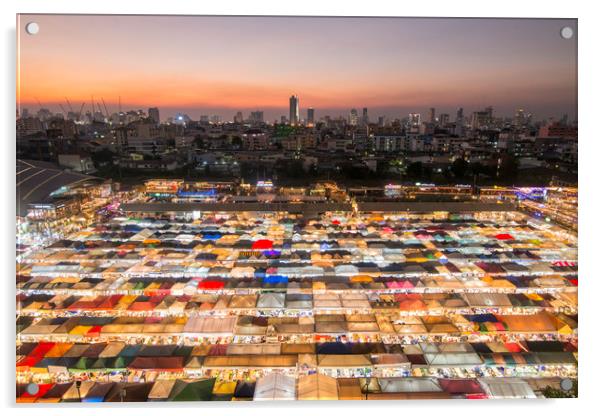 THAILAND BANGKOK RATCHADA NIGHT MARKET Acrylic by urs flueeler