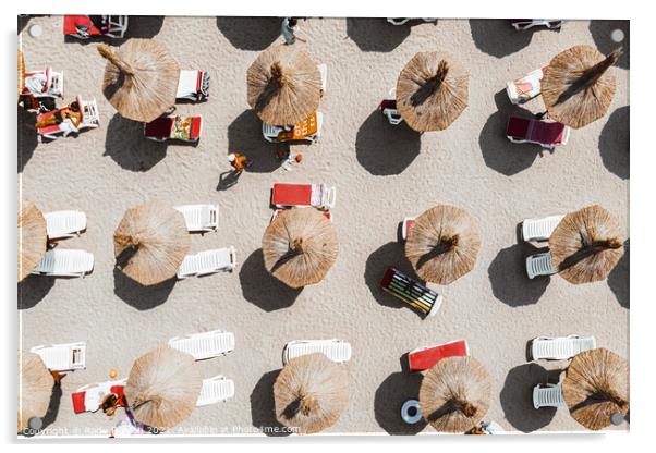 People On Beach, Aerial Beach Umbrellas Photography Acrylic by Radu Bercan