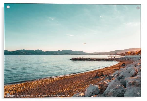 Cannes Beach Landscape On French Riviera Acrylic by Radu Bercan