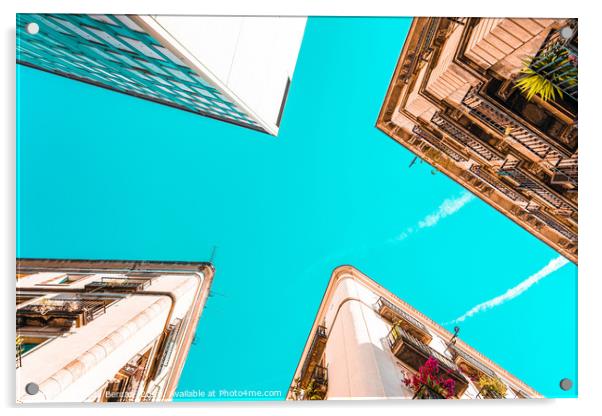 Looking Up, Barcelona City Travel, Gothic Quarter Acrylic by Radu Bercan