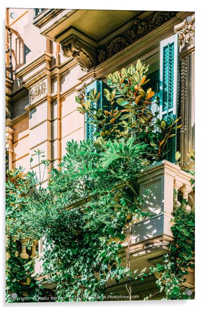 Barcelona City, Green Vegetation Balcony Acrylic by Radu Bercan