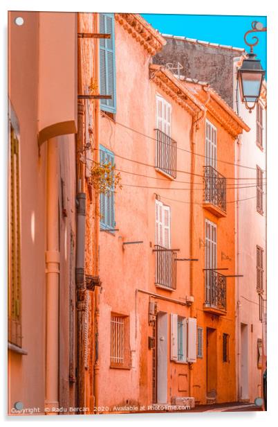 Cannes City Architecture, Orange Charming House Acrylic by Radu Bercan