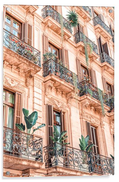 Vintage Facade Building, Barcelona City Urban View Acrylic by Radu Bercan
