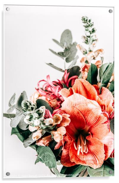Floral Print, Coral Flowers Art, Pastel Flower Modern Home Decor Acrylic by Radu Bercan