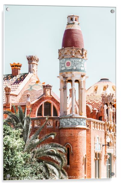 Sant Pau Hospital Tower in Barcelona Acrylic by Radu Bercan