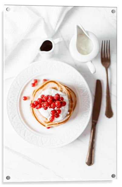 American Pancakes, Red Cranberries Fruits Acrylic by Radu Bercan