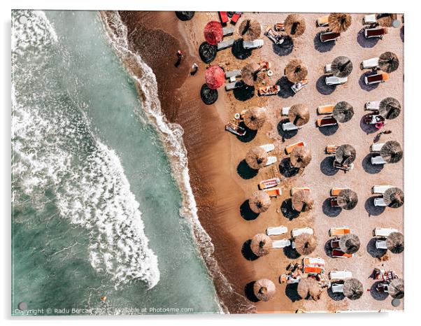 Aerial Beach Print, Beach Waves Photography Acrylic by Radu Bercan