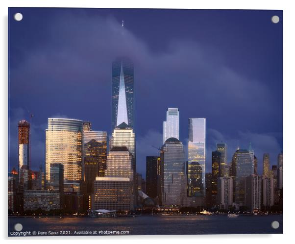 Lower Manhattan at Blue Hour Acrylic by Pere Sanz