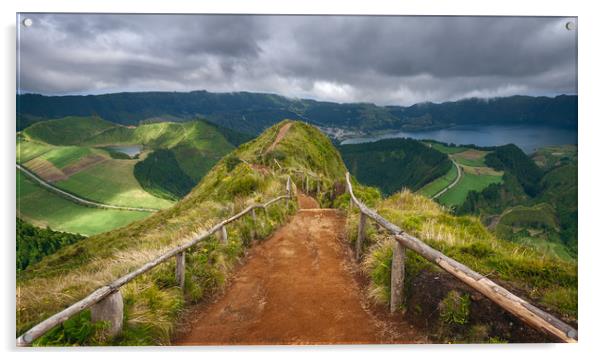 Walking path leading to a view in Sao Miguel Acrylic by Pere Sanz