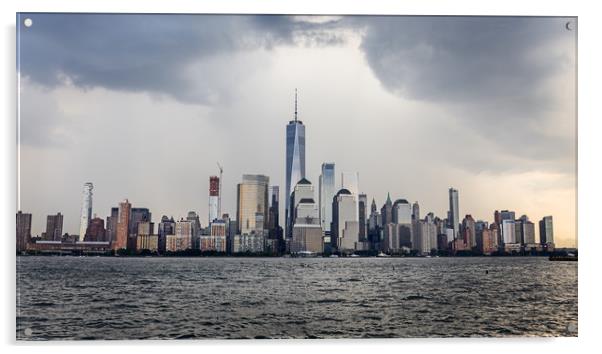 Lower Manhattan Skyline on a cloudy day, NYC, USA Acrylic by Pere Sanz