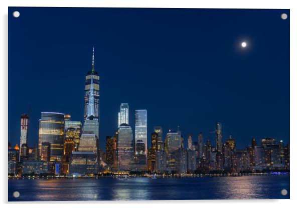 Lower Manhattan Skyline at blue hour, NYC, USA Acrylic by Pere Sanz