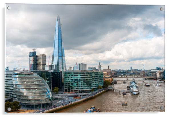 London Skyline with City Hall, Shard and River Tha Acrylic by Pere Sanz