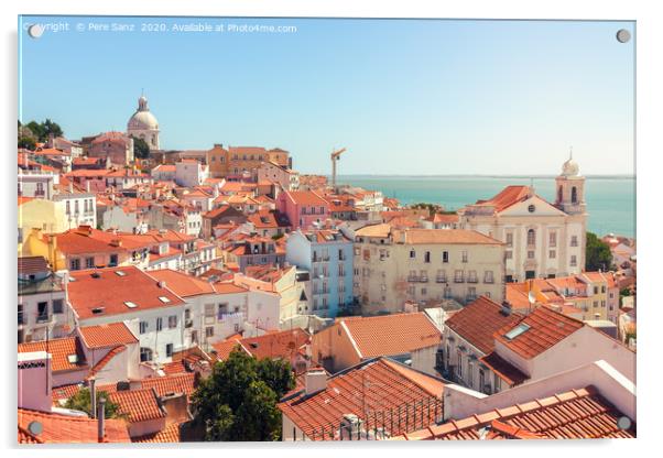Lisbon cityscape of the Alfama district, Portugal  Acrylic by Pere Sanz