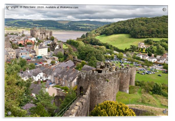 Conwy castle in Snowdonia, Wales Acrylic by Pere Sanz