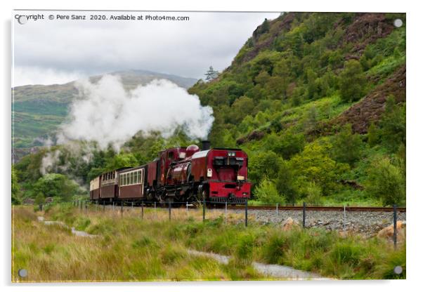 Steam train in Snowdonia, Wales Acrylic by Pere Sanz