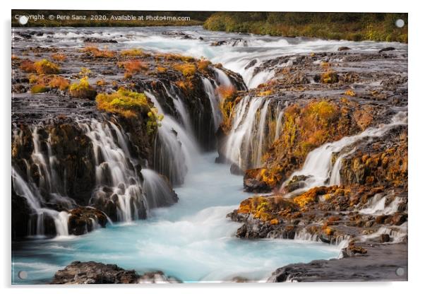 Beautiful Bruarfoss Waterfall Close up, Iceland  Acrylic by Pere Sanz