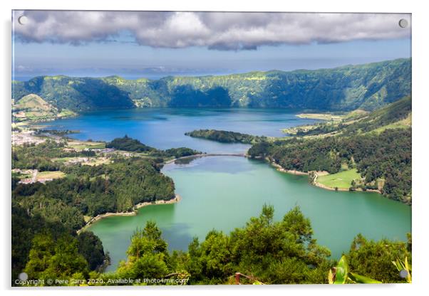 Lake of Sete Cidades from Vista do Rei viewpoint in Sao Miguel, Azores Acrylic by Pere Sanz
