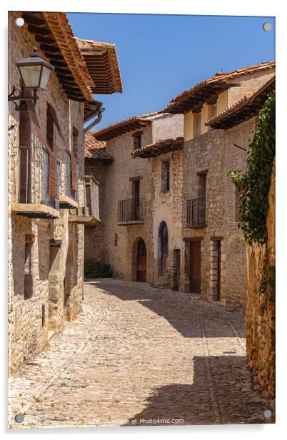 Beautiful Cobbled Street in the Medieval Village of Mirambel, Teruel, Aragon, Spain Acrylic by Pere Sanz