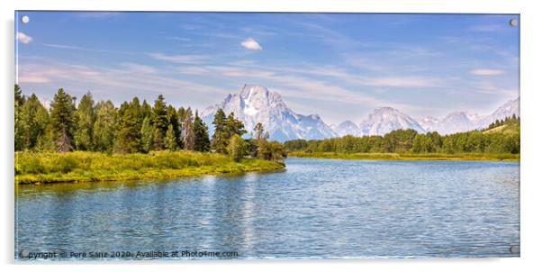 Panoramic view of Grand Teton National Park from Oxbow Bend over Acrylic by Pere Sanz