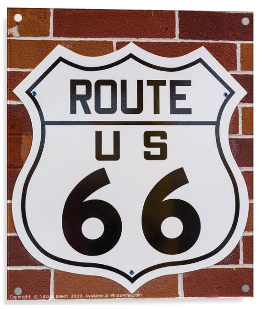Historic route 66 sign Acrylic by Nicolas Boivin