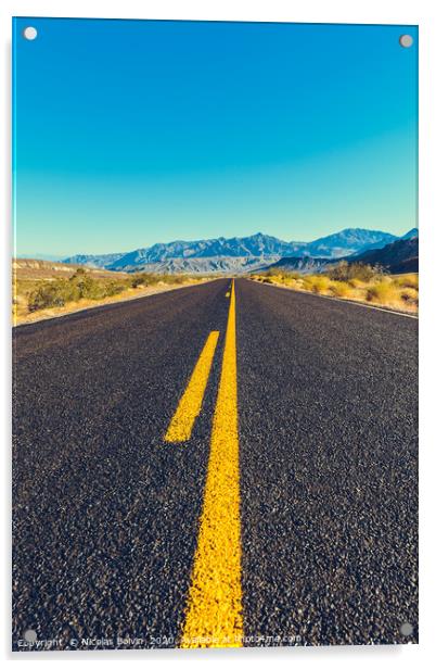 Classic american southwest road during a road trip Acrylic by Nicolas Boivin