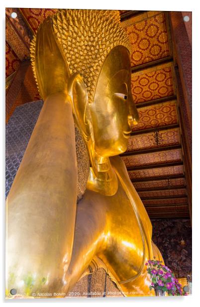 Reclining big Buddha gold statue Acrylic by Nicolas Boivin