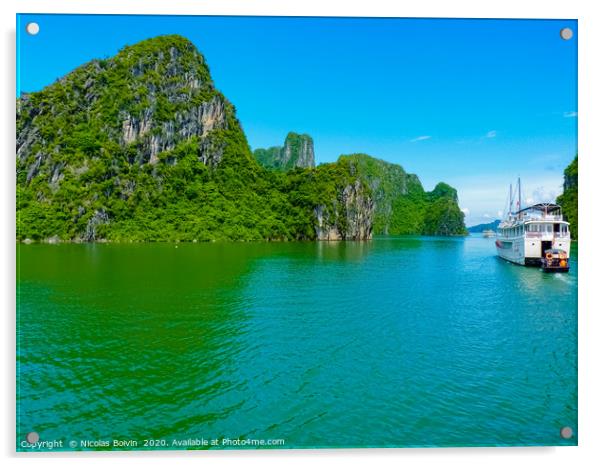 View Of Famous world heritage Halong Bay Acrylic by Nicolas Boivin