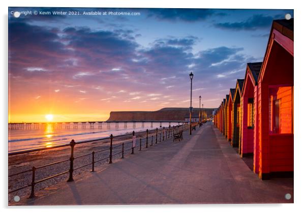 Beach huts at sunrise Acrylic by Kevin Winter