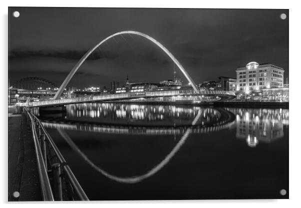 Newcastle Millennium bridge Black and White Acrylic by Kevin Winter