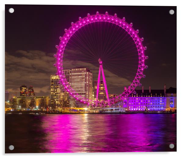 London Eye at night Acrylic by Kevin Winter