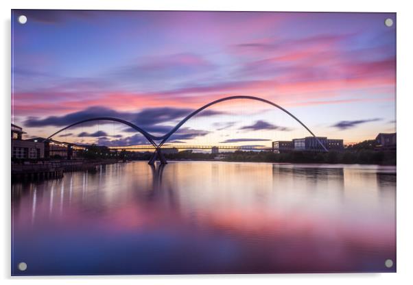 Fiery sunset over the Infinity Bridge Acrylic by Kevin Winter