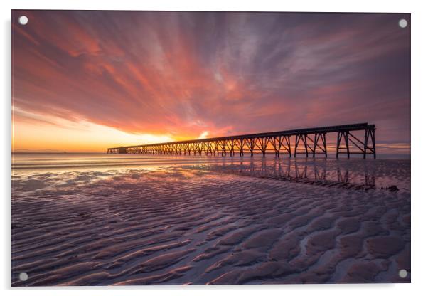 Steetley pier Sunrise Acrylic by Kevin Winter