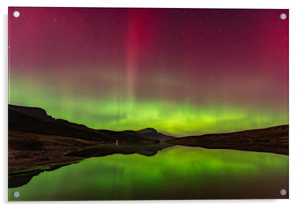 The Northern Lights reflected in Loch Fada Acrylic by Kevin Winter