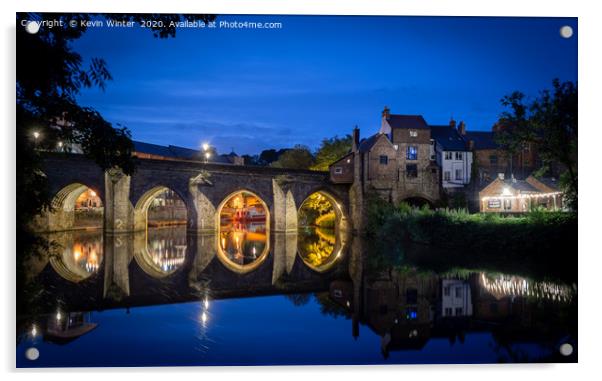 Old Elvet Bridge in the blue hour Acrylic by Kevin Winter