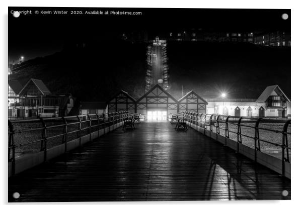 Saltburn Pier at Night Acrylic by Kevin Winter