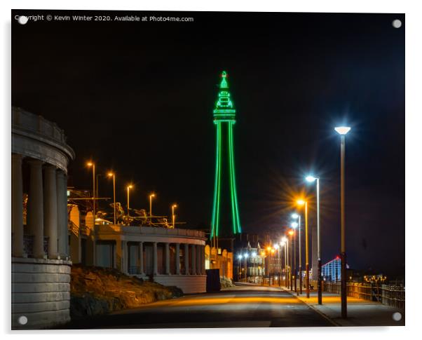 Illuminated Streets of Blackpool Acrylic by Kevin Winter
