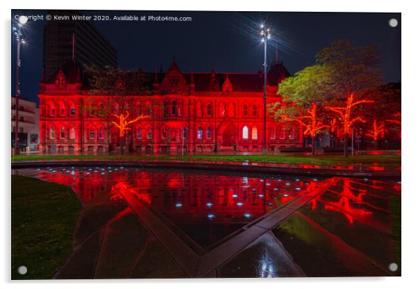 Remembrance Red at the town hall Acrylic by Kevin Winter