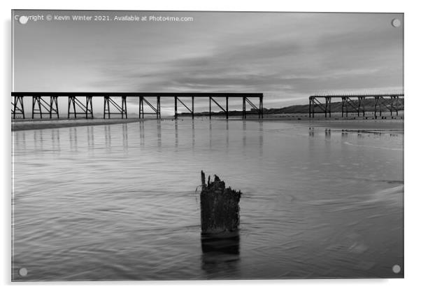Steetley Pier Black and White Acrylic by Kevin Winter