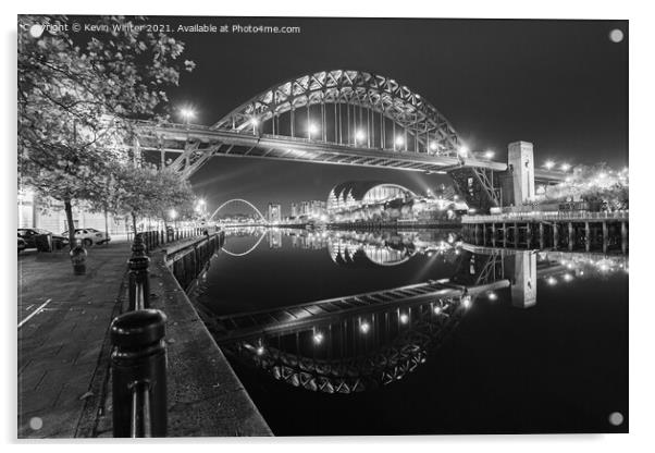 Tyne Bridge Black and White Acrylic by Kevin Winter
