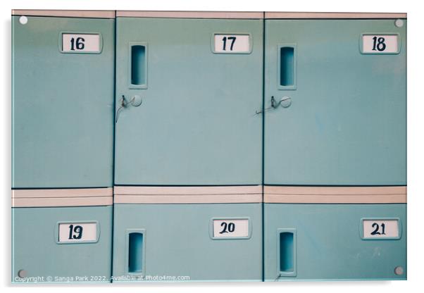 Blue storage locker Acrylic by Sanga Park