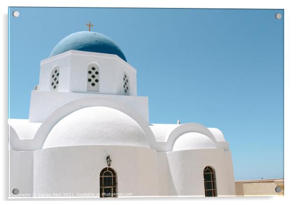 Church in Santorini island Acrylic by Sanga Park