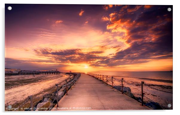 Sea Breaker Sunset Acrylic by Alistair Duncombe