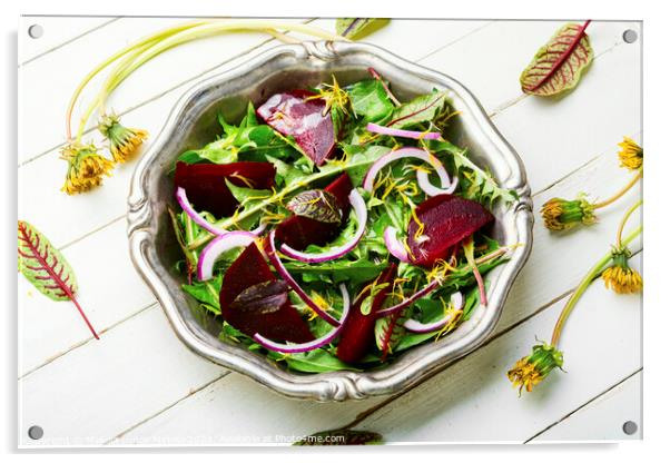 Spring green salad,white background Acrylic by Mykola Lunov Mykola