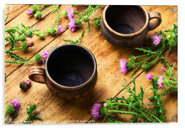 Thistle in herbal medicine Acrylic by Mykola Lunov Mykola