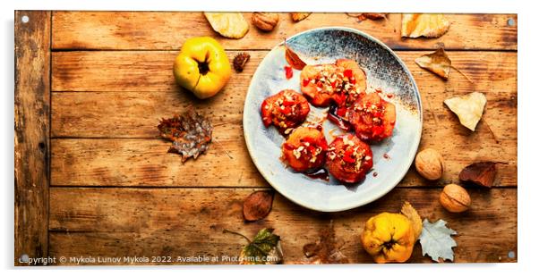 Sweet autumn quince dessert Acrylic by Mykola Lunov Mykola