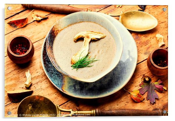 Delicious mushroom soup Acrylic by Mykola Lunov Mykola