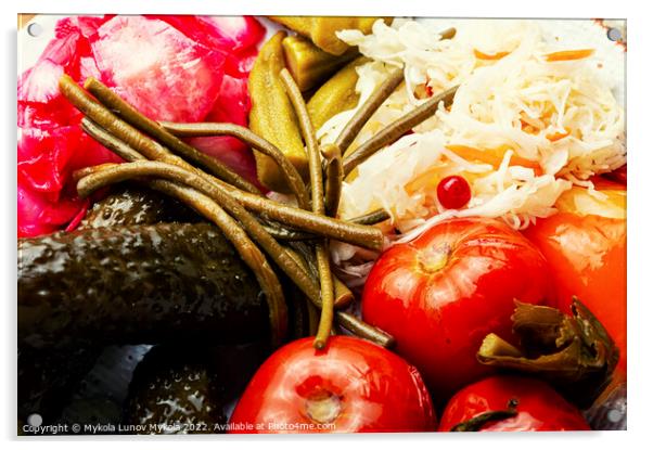Pickled vegetables and sauerkraut, close up Acrylic by Mykola Lunov Mykola