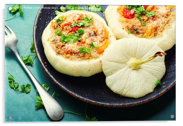 Baked squash and zucchini with quinoa Acrylic by Mykola Lunov Mykola